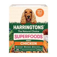 Harringtons Superfoods Grain Free Complete Wet Dog Food Chicken 8 x 400g - 92% Meat & Superfood Ingredients - With Lionâs Mane & Reishi Mushroom for