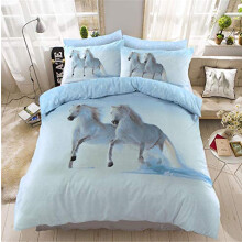 EHD 3D Animals Pattern Modern Stylish Duvet Cover Sets Quilt Cover Sets Luxurious Bedding Sets By NZ (White Horses, Super King)