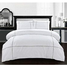 Eva Diamante Laces Luxurious Designer Style Duvet Cover Sets Quilt Cover Sets Bedding Sets (White, Single)