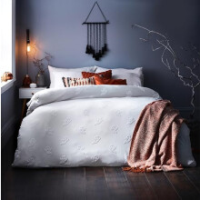 The Linen Yard Ghost Tufted Duvet Cover Set, Cotton, White, King