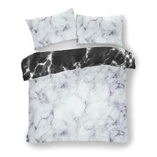 Marble Pattern Luxurious Printed Duvet Cover Sets Quilt Cover Sets Fully Reversible Bedding Sets With Pillowcases (White, Double)