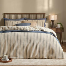 Yard furn Selby Waffle Stripe Duvet Cover Set â“ Soft Relaxed Textured Cotton Bedding Set (Coal/Natural â“ Double)