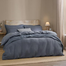 Yard furn Hebden Waffle Duvet Cover Set â“ Soft Relaxed Cotton Textured Bedding Set (Denim Blue â“ Super King)