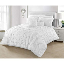 Duvet Cover Set Designer Reversible Chess Pintuck Quilt Covers Cotton Percale Bedding Bed Sets Double King Super King Size With Pillowcases (White