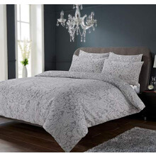 Olivia Rocco Chantilly Duvet Cover Set Modern Print Cotton Rich Quilt Covers Reversible Easy Care Bedding Bed Linen Sets, Double Grey