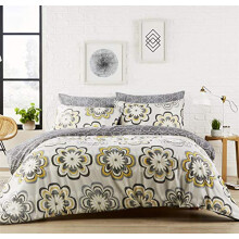 Olivia Rocco Peony Duvet Cover Set Easy Care Single Double King Bed Quilt Covers Cotton Rich Bedding, King Ochre