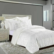 New Luxury SANTIAGO Duvet Cover Set Crushed Velvet Double King Super King Size (White, Super-King)