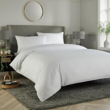 Olivia Rocco Mayfair Stripe Duvet Cover Set Easy Care Satin Stripes Comforter Reversible Bedding Quilt Covers With Pillowcases, Double White