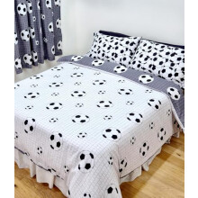 My Home King Size Bed Football Duvet Cover Bedding Set, Sports Ball Net, White Grey Black