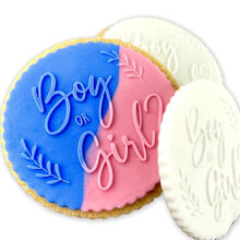 Boy or Girl Icing Stamp Embosser Stamp Fondant for Biscuits, Cookies, Cupcake Topper Decorations Stencil for Baby Shower Gender Reveal (60mm)
