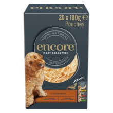20 x 100g Encore 100% Natural Dog Pouch Meat Selection in Gravy
