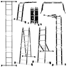 Excel 12 Tread Steel Multi-Purpose Combination Ladder with Platform, Steel frame & Aluminium rungs, Slip-resistant work platfowork platform, Maximum
