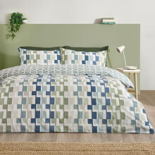 Catherine Lansfield Bryson Geo Reversible Super King Duvet Cover Set with Pillowcases Blue