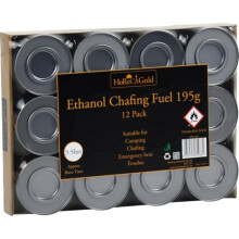 Catergold Portable Bio Ethanol Chafing Fuel Cans, Gel Fuel, Odourless, Resealable Lid, Indoor and Outdoor Use, 12 Pack (195g Burn-Time 3.5 Hours)