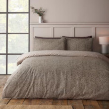 Catherine Lansfield Brushed Herringbone King Duvet Cover Set Chocolate