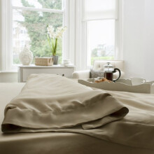 Jasmine Silk 100% Mulberry 19MM Charmeuse Silk Duvet Cover (TAUPE) (SINGLE 140cm x 200cm+7cm border)