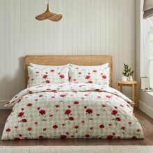 Catherine Lansfield Poppy Floral Reversible Double Duvet Cover Set Red