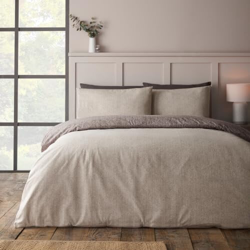 Catherine Lansfield Catherine Lansfield Brushed Herringbone Single Duvet Cover Set Chocolate 1
