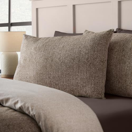 Catherine Lansfield Catherine Lansfield Brushed Herringbone Single Duvet Cover Set Chocolate 2