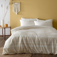 Pineapple Elephant Bedding Cairns Tufted Cotton Jacquard Double Duvet Cover Set with Pillowcases White / Ochre