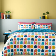 Catherine Lansfield Connect Geo Reversible Single Duvet Cover Set with Pillowcase Teal
