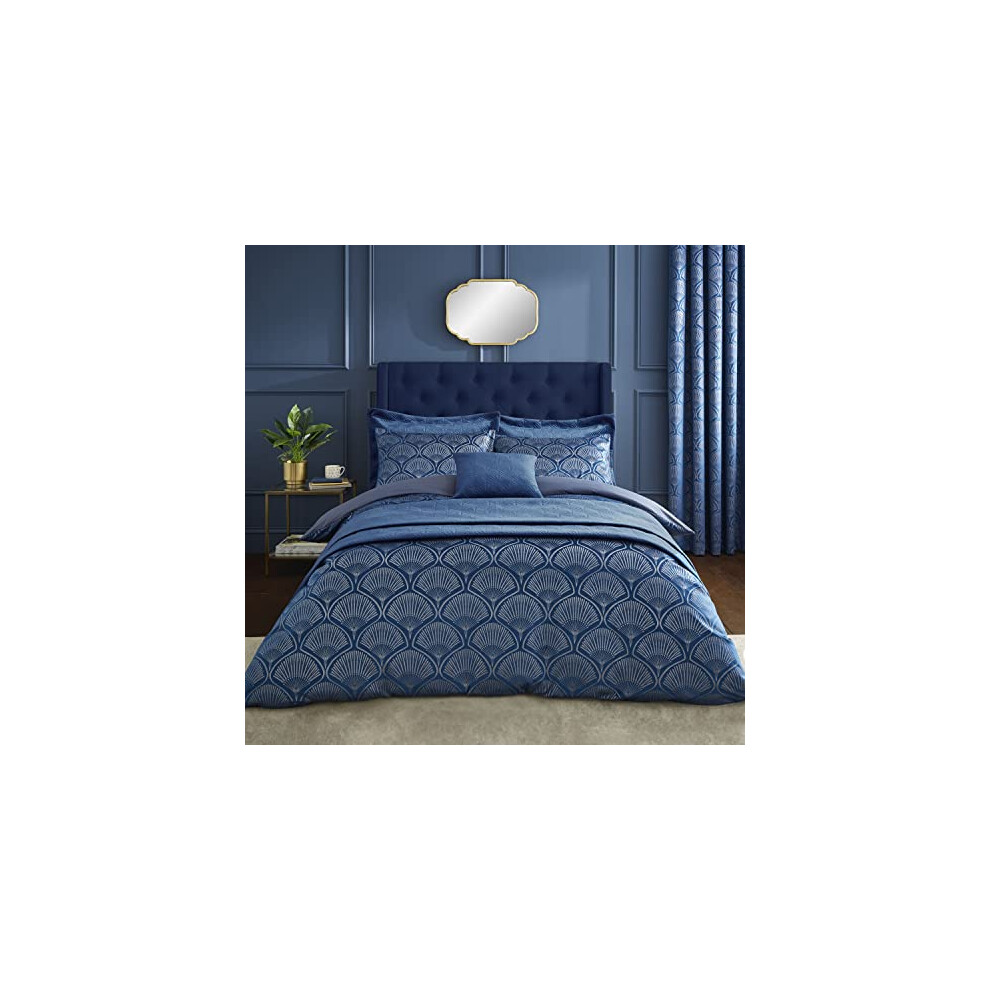Catherine Lansfield Art Deco Pearl Duvet Cover Set In Navy - Image 9
