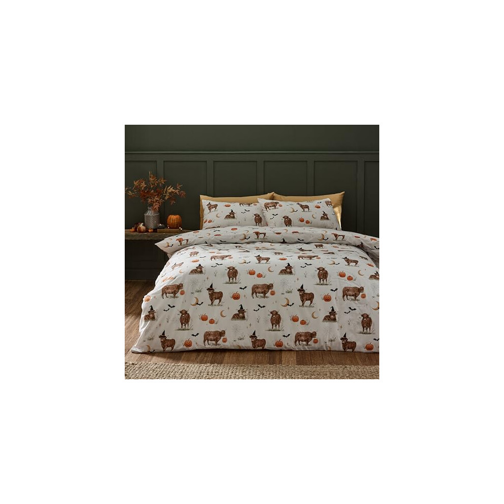Julian Charles Natural Catherine Lansfield Halloween Highland Cow Reversible Duvet Set - Double - Image 5