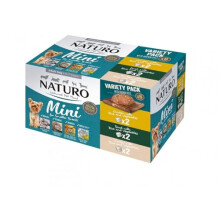 Naturo Mini Wet Dog Food Variety Pack, 6 Trays, 150g Each, Chicken, Duck, Turkey, Gluten-Free, 60% Meat, For Smaller Dogs (1 Box of 6)