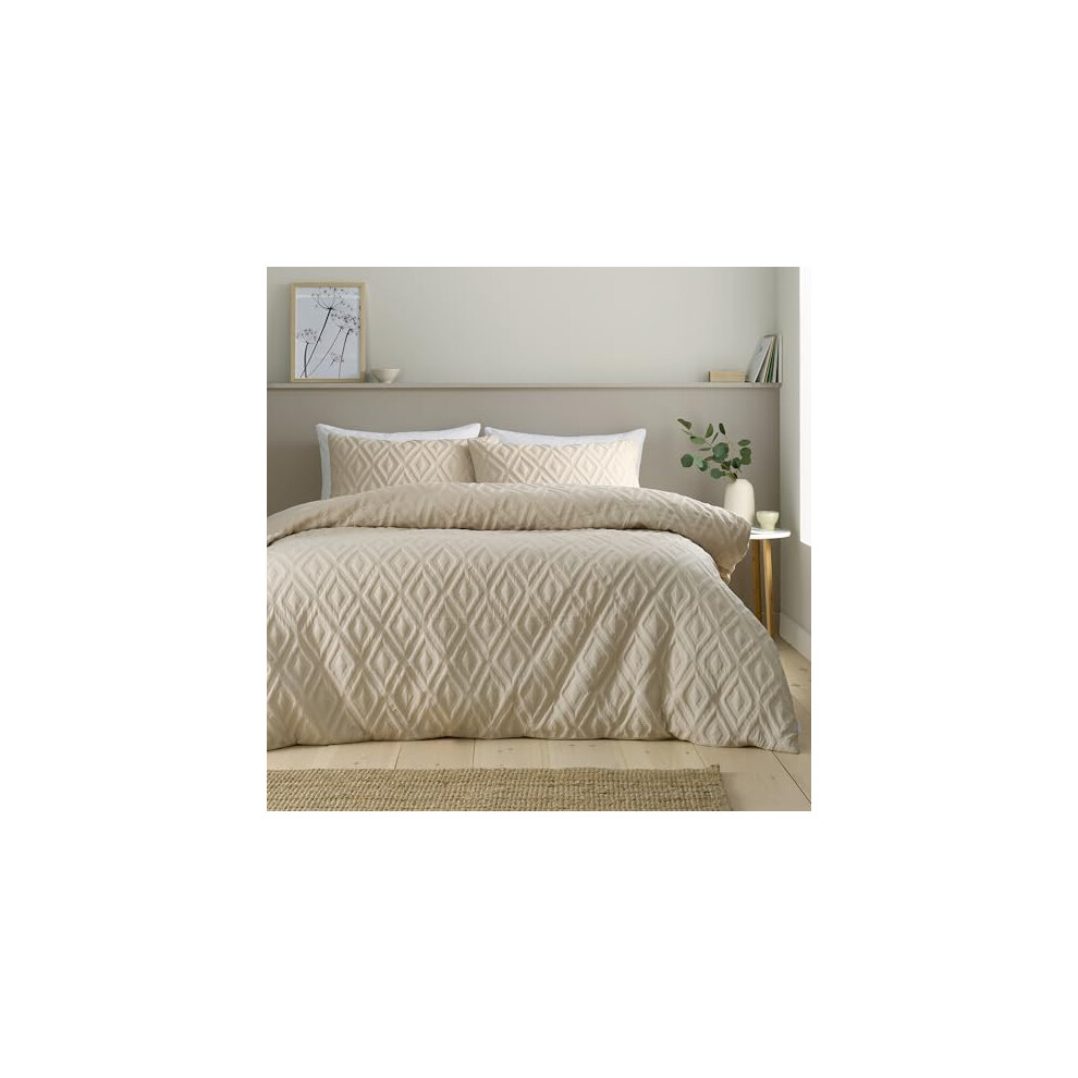 Catherine Lansfield Natural Jacob Geo Soft Touch Super King Duvet Cover Set With Pillowcases - Image 7