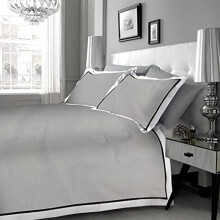 RAYYAN LINEN Mayfair Duvet Cover Set 100% Egyptian Cotton 200 Thread Count with Pillowcases (Mayfair Grey Silver Black White, Super King)