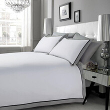 RAYYAN LINEN Mayfair Duvet Cover Set 100% Egyptian Cotton 200 Thread Count with Pillowcases (Mayfair White Black Grey, Single)