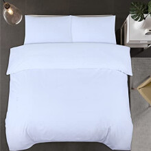 Belle Home White Duvet Cover Double With Matching Pillowcases Plain Dyed Quilt Cases Bedroom Bedding & Linen Set