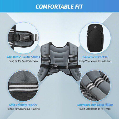 ZELUS Weighted Vest 5 4kg Weight Reflective Stripe Workout Strength 2