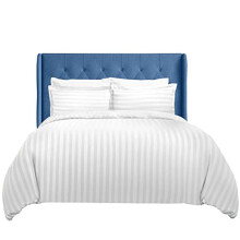 Linens World Super king Duvet Set - 3PC Hypoallergenic Satin Stripes Microfiber Quilt Superking Duvets set with Pillow Cases-Breathable & Anti Wrinkle