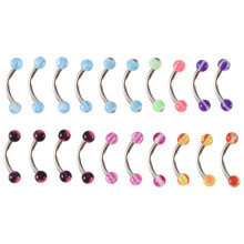 20pcs Colorful Stainless Steel Barbell Curved Eyebrow Rings Bars Tragus Piercing
