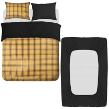 Grace 4 Pcs Double Duvet Set with Matching Black Double Fitted Sheet 40 cm Extra Deep Pocket - UltraSoft Breathable Premium Microfibre Reversible