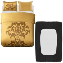 Lazzaro 4 Pcs Double Duvet Set with Matching Black Double Fitted Sheet 40 cm Extra Deep Pocket - UltraSoft Breathable Premium Satin Silk Reversible