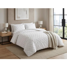 Luxury White Tufted Duvet Cover Set Single 3Pcs Soft Bedding & Pillowcases