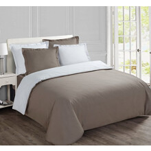 Vision Bedding Set - 100% Cotton - 1 Duvet Cover 240 x 260 cm + 2 Pillowcases 65 x 65 cm - Taupe and White