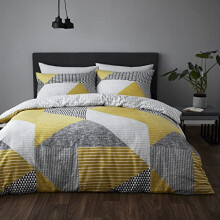 Catherine Lansfield Larsson Geo Ochre Duvet Cover Set 140x220+65x65