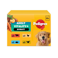 PEDIGREE Adult Dog Food Pouches Vitality+ Chunks in Gravy 48 x 85 g Multipack