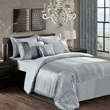 Householdfurnishing 3 Pcs Duvet Cover with Pillowcases Glittery Shiny Velvet Bedding Set (Atln DS Silver, Double)