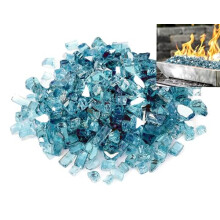 Aqua Blue Reflective Fire Glass 1kg - Tempered For Fire Pits, Gas Fires And Ethanol Burners. Art and Craft Sparkling Heat Resistant Glass Firebrand