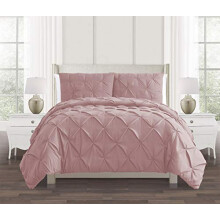 Diamond Pinch Pleat Pintuck Duvet Cover Set 100% Cotton Percale Quilt Covers Bedding Bed Sets Single Double King Super King with Pillow Cases (Pink,