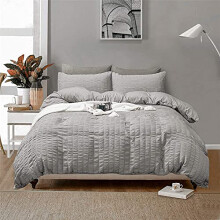 SeventhStitch Seersucker Duvet Cover with Pillow Cases 100% Cotton Waffle Quilt Covers Pink Charcoal Silver Grey White Bedding Sets Double Super King
