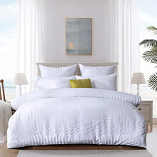 MK Home Textile Seersucker Duvet Cover Set Super King Bedding Sets with Pillow Cases 100% Cotton Hotel Quality White Silver Charcoal Pink Grey Quilt