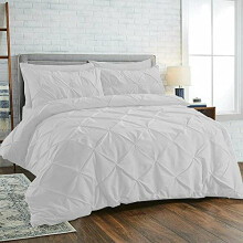 SeventhStitch Pinch Diamond Pleated Pintuck Duvet Cover Set 100% Cotton Quilt Covers Bedding Bed Sets Single Double Super King with Pillow Cases