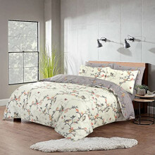 SeventhStitch Printed Duvet Cover Set White Floral Bedding Breathable Comforter Quilt Covers with Pillowcases Double King SuperKing Size Bed Sets Soft