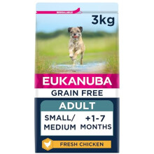 Eukanuba Grain Free Adult Small Medium Dry Dog Food Chicken 3kg