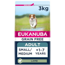 Eukanuba Grain Free Adult Small Medium Dry Dog Food Lamb 3kg
